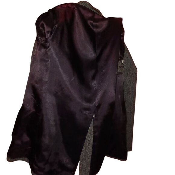 Wool VTG Foreman & Clark Men's Size L Herringbone Classic Tweed Retro Coat - Picture 9 of 10